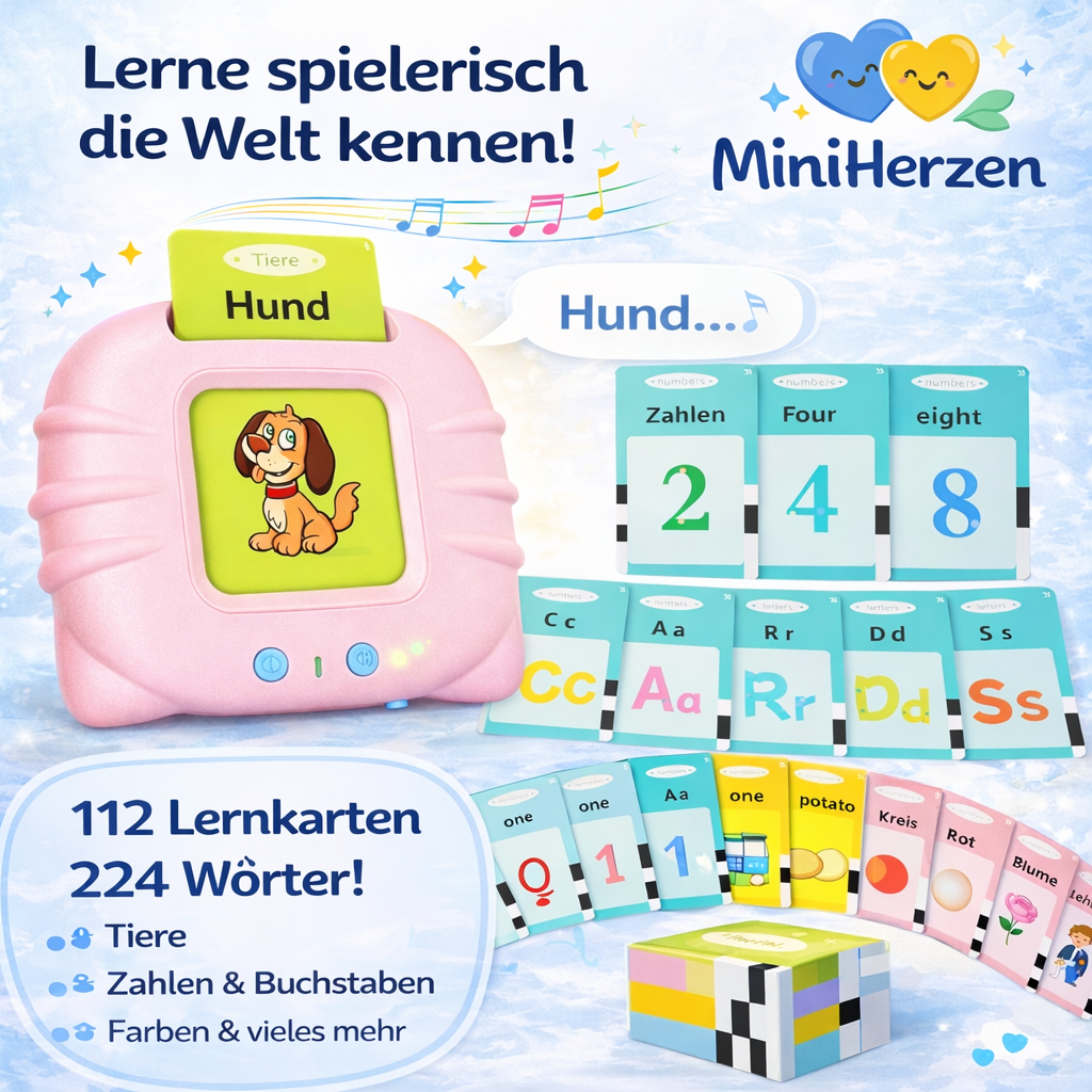 MiniHerzen™ Sprechende Lernkarten für Kinder Komplettpaket
