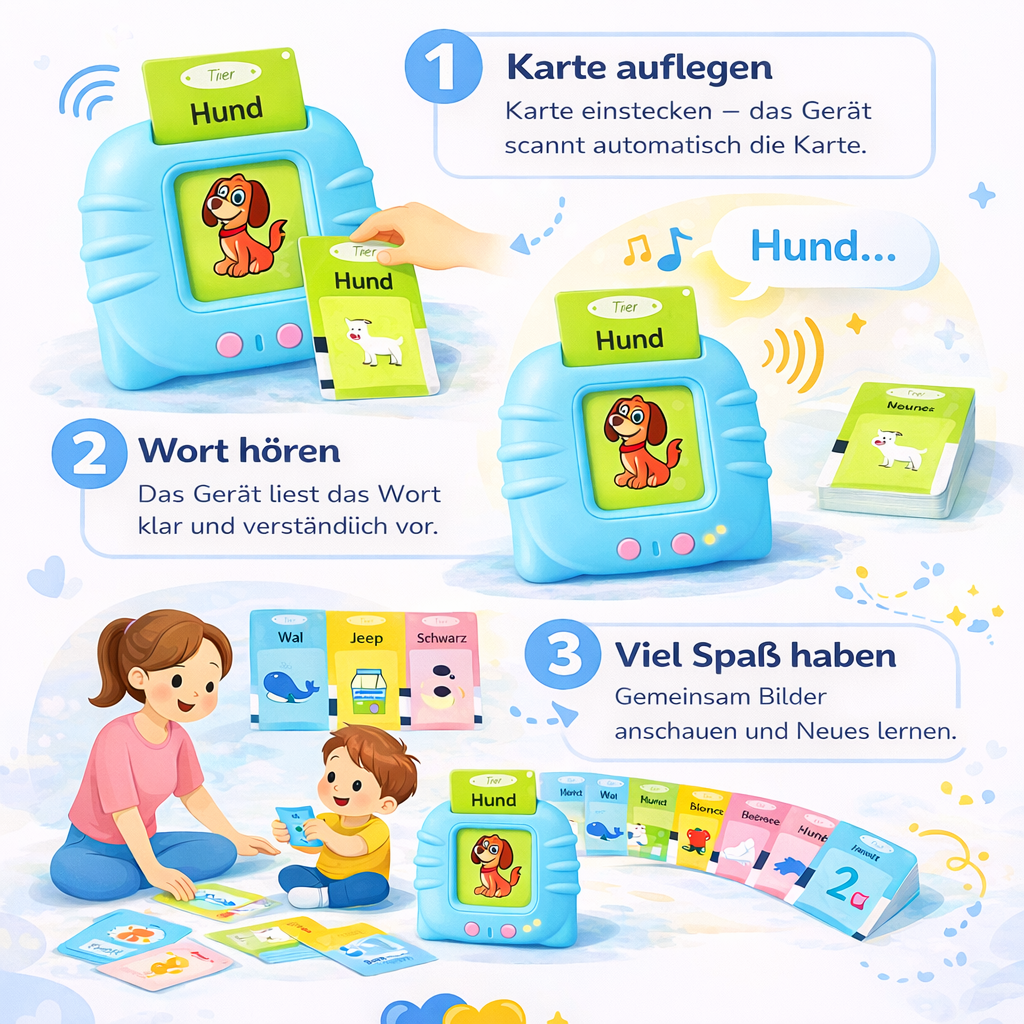 MiniHerzen™ Sprechende Lernkarten für Kinder Komplettpaket